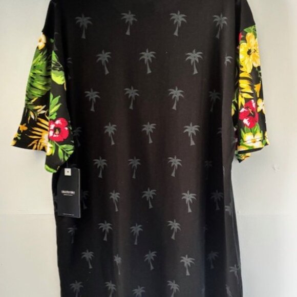 NWT Akademiks Mens Black Tropical Hawaiian Print Palm Tree T Shirt Casual 2XL - Picture 2 of 7